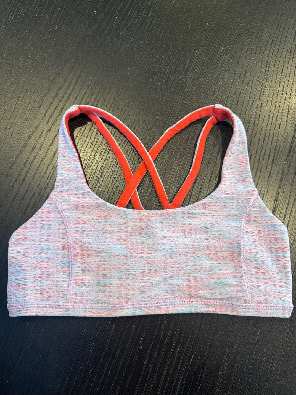 Ivivva(Lululemon) reversible marled pastel & bright orange soft jersey sport bra